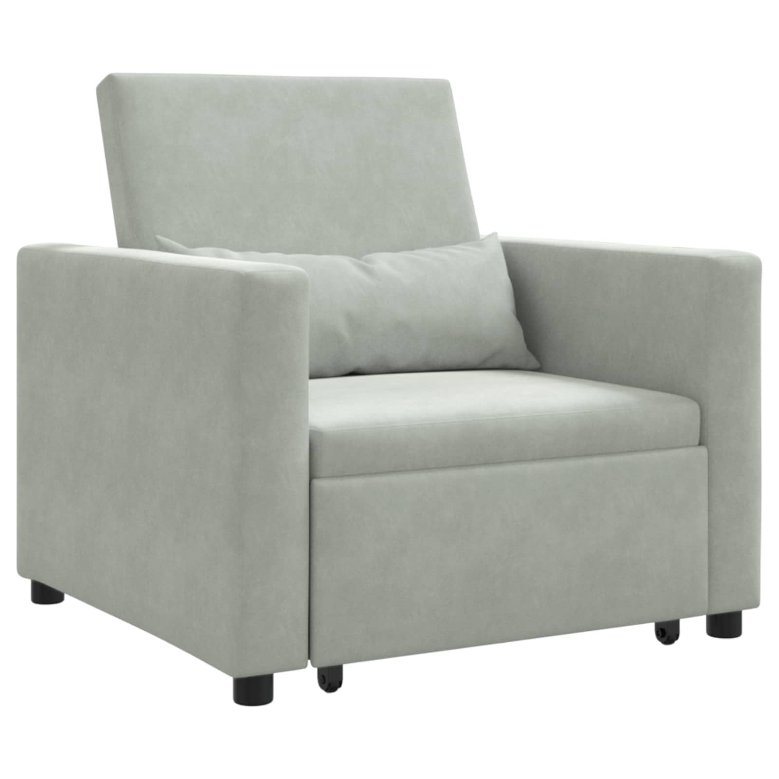 Pull out Sofa Bed Single Light gray 90 x 165 x 87 cm Velvet