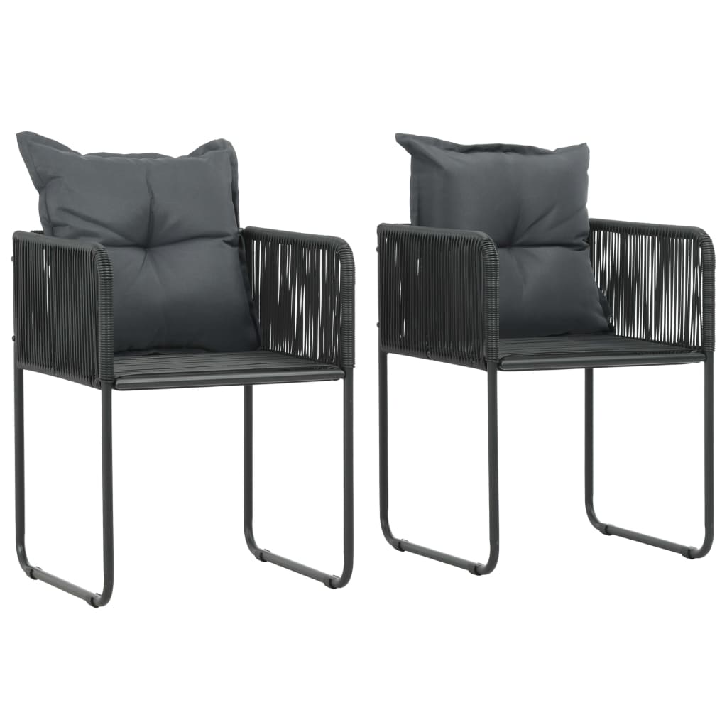 Rattan Dining Chair Set of 2 Black PE Rattan Standard Durable