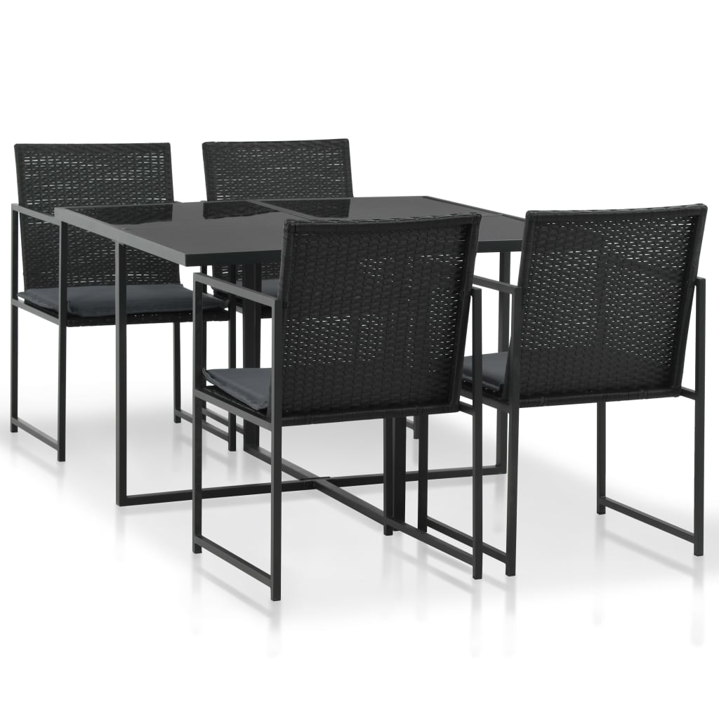 Rattan Dining Set Black PE Rattan Medium Durable