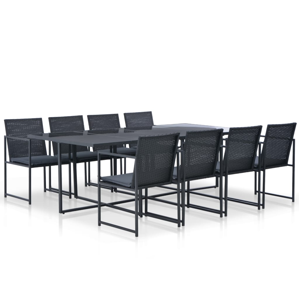 Rattan Dining Set Black Polyethylene rattan Large Durable