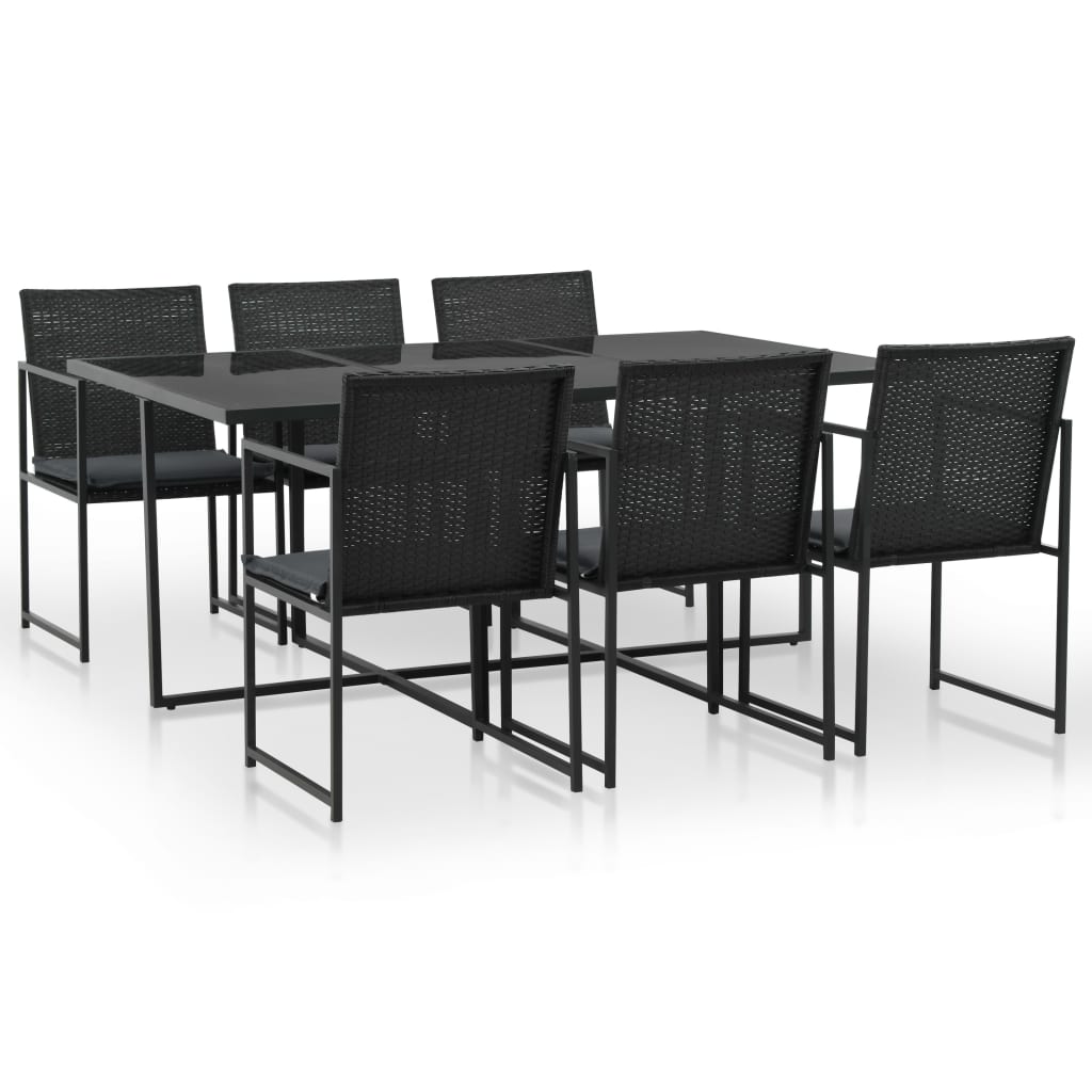 Rattan Dining Set Black