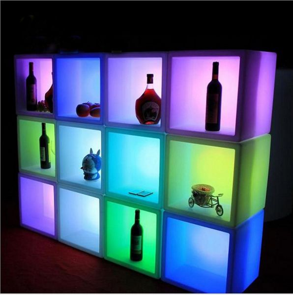 Rechargeable LED display cabinet 40x40x40cm for bars, parties, and KTVs with waterproof colorful lighting