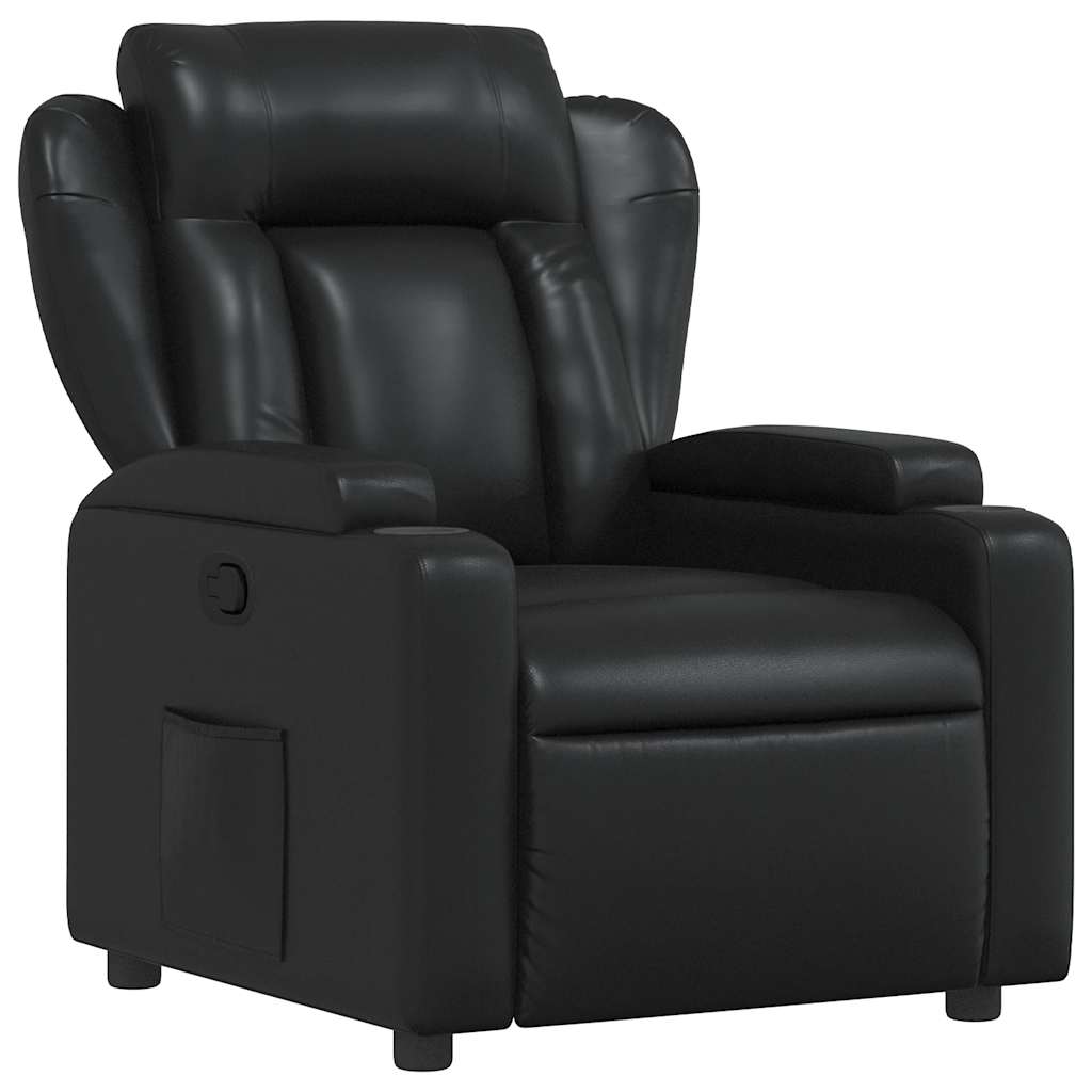 Recliner Chair Black Faux Leather