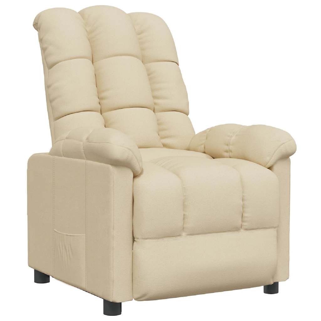 Recliner Chair Cream Fabric (100% polyester), plywood, iron