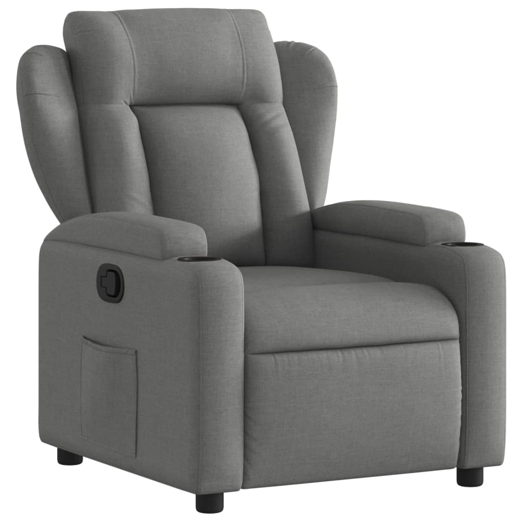 Recliner Chair Dark Grey Polyester, Metal, Plywood Single