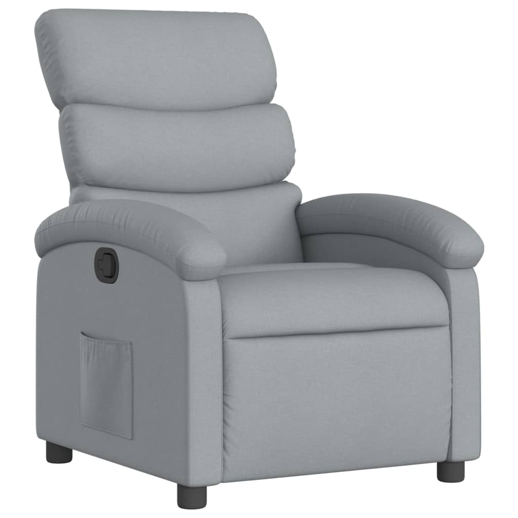 Recliner Chair Light Gray Fabric (100% polyester), metal, plywood