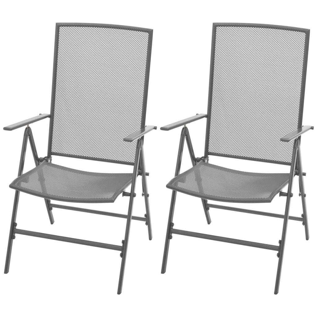 Reclining Chair Set of 2 Anthracite E-coated, powder-coated steel