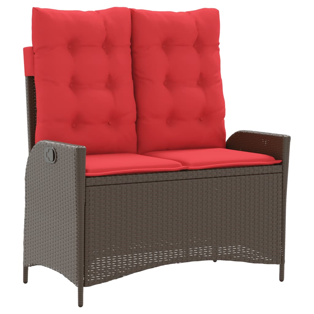 Reclining Garden Bench Brown PE rattan Medium