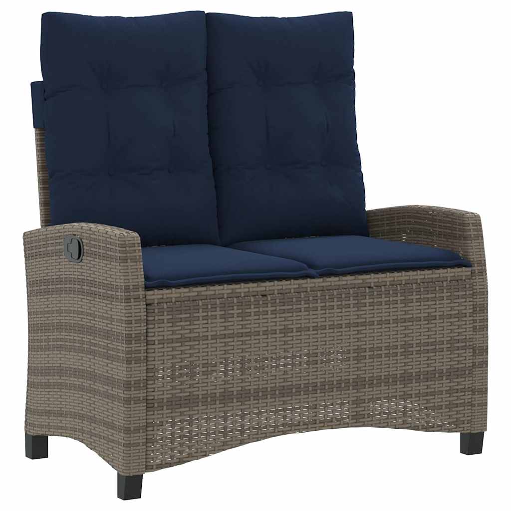 Reclining Garden Bench Grey, Navy Blue