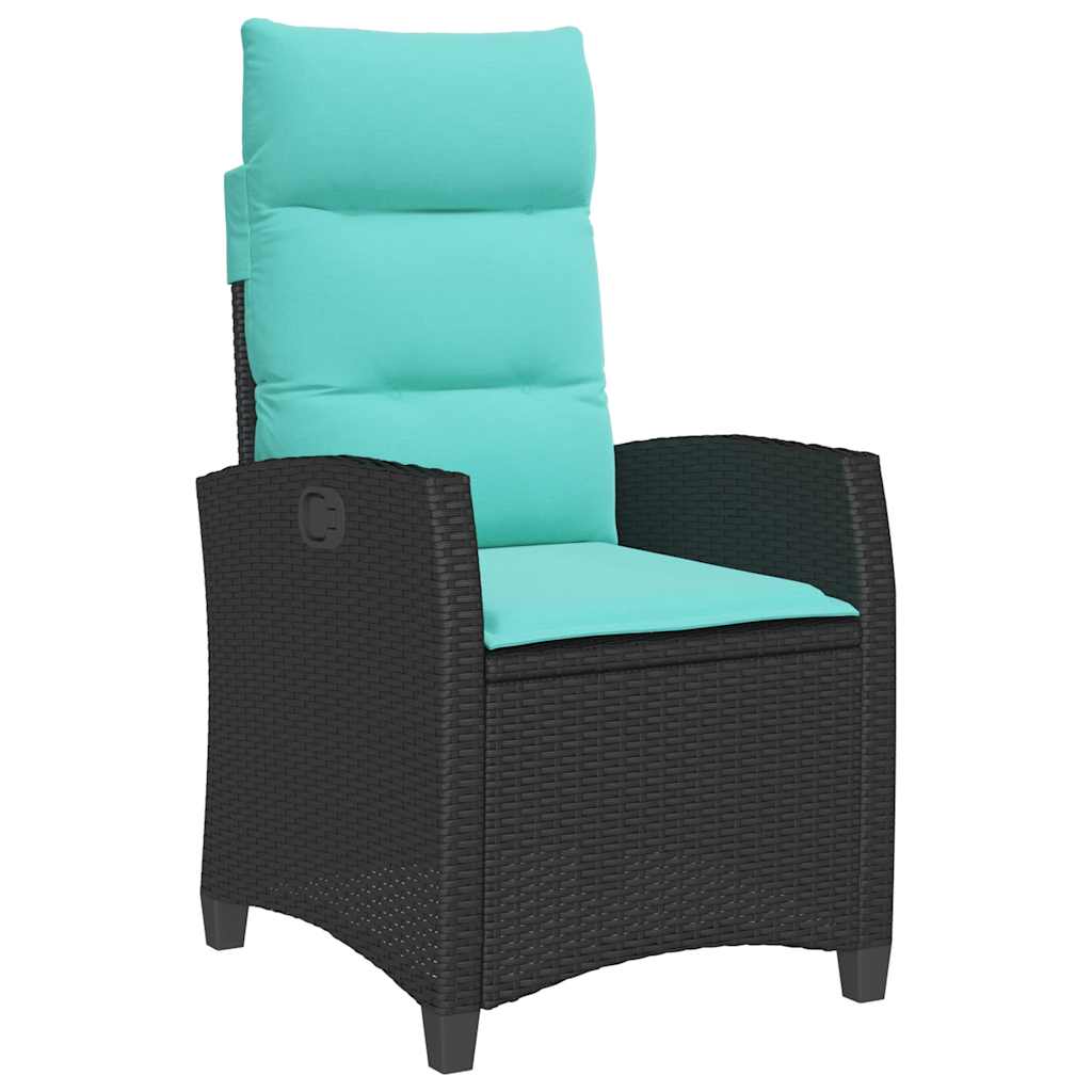 Reclining Garden Chair Black PE rattan Standard Foldable
