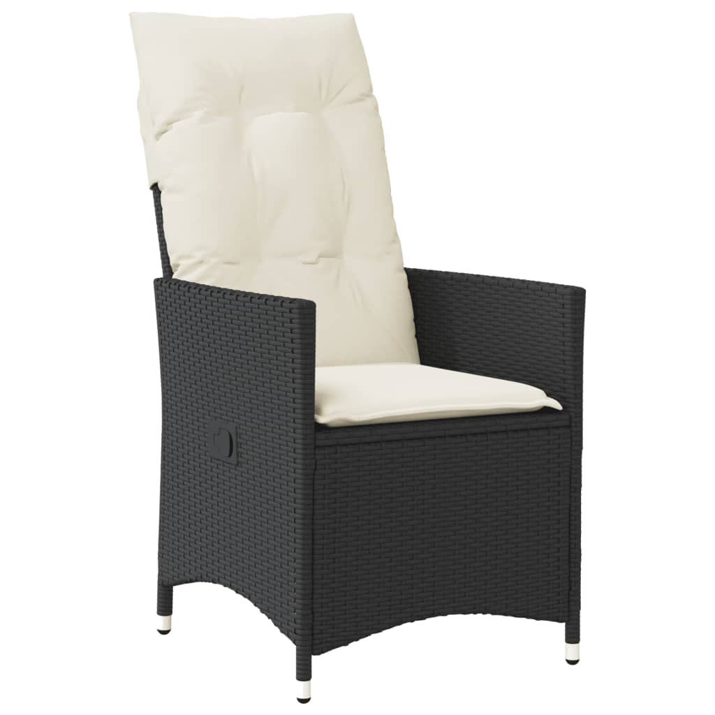 Reclining Garden Chair Black PE rattan Standard