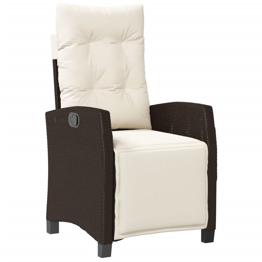 Reclining Garden Chair Brown, Cream White