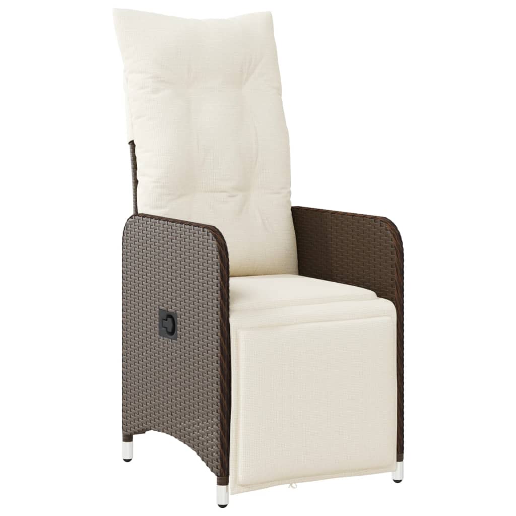 Reclining Garden Chair Brown PE rattan, powder-coated steel Medium