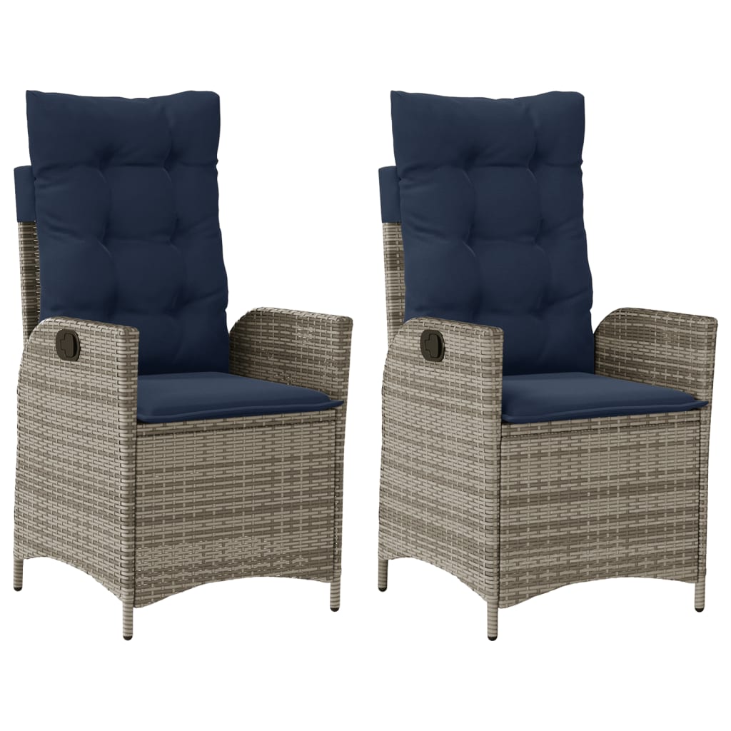 Reclining Garden Chair Gray, Navy Blue