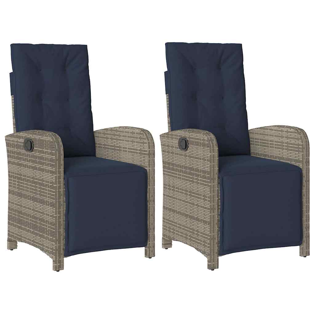 Reclining Garden Chair Grey PE Rattan Reclining Garden Chair