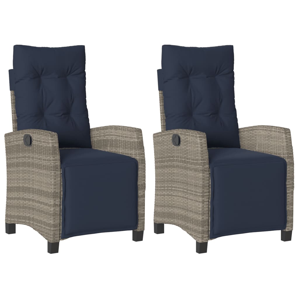 Reclining Garden Chair Grey PE rattan Standard