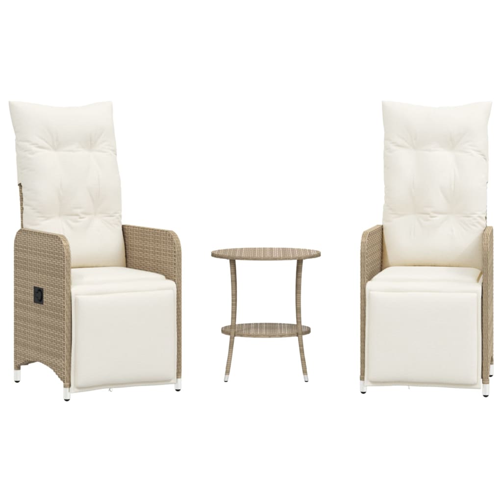 Reclining Garden Chair Set of 2 Beige PE rattan Standard