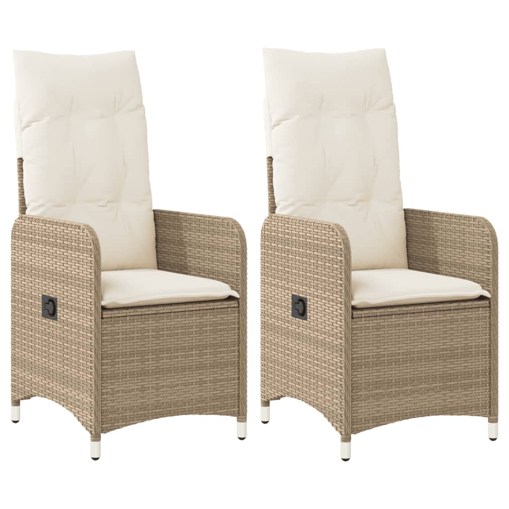 Reclining Garden Chair Set of 2 Beige PE rattan Standard