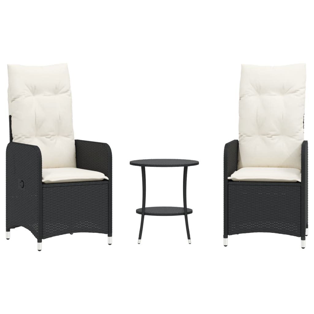 Reclining Garden Chair Set of 2 Black, Cream White