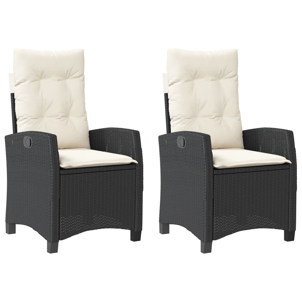 Reclining Garden Chair Set of 2 Black, Cream White