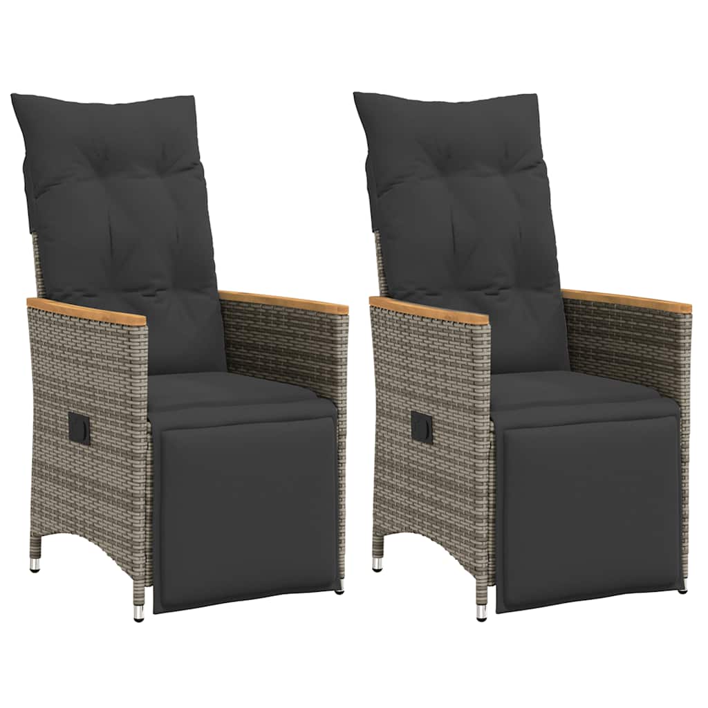 Reclining Garden Chair Set of 2 Grey