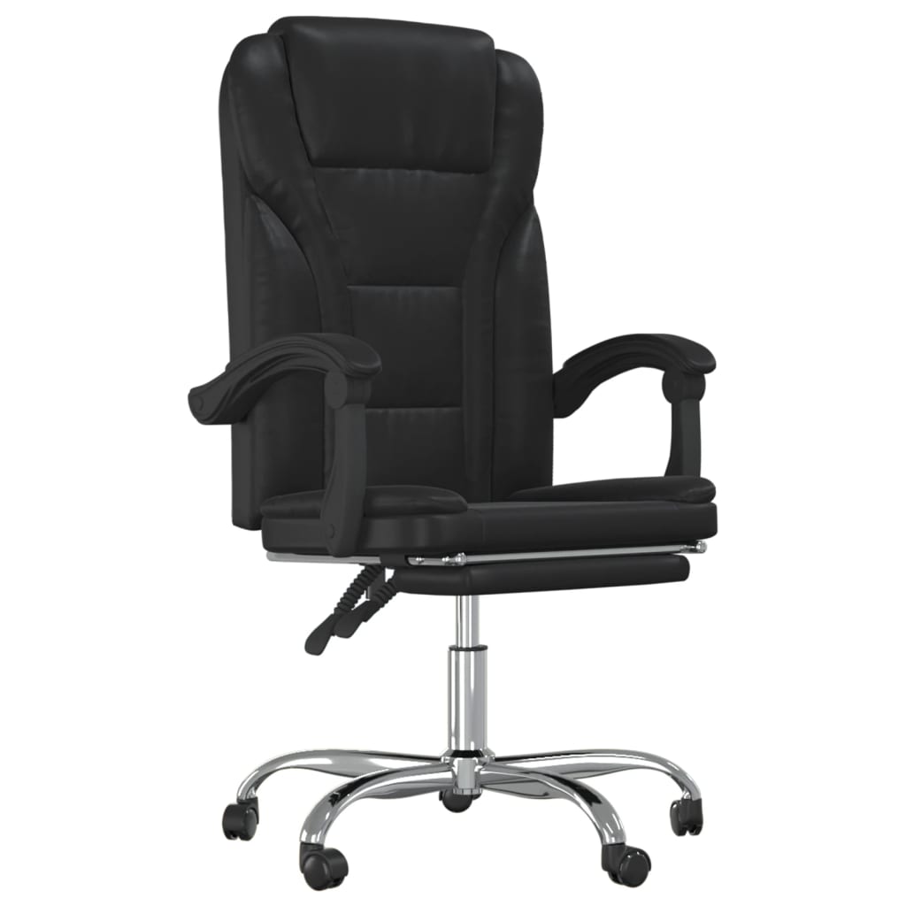 Reclining Office Chair Black Faux leather, metal, plywood