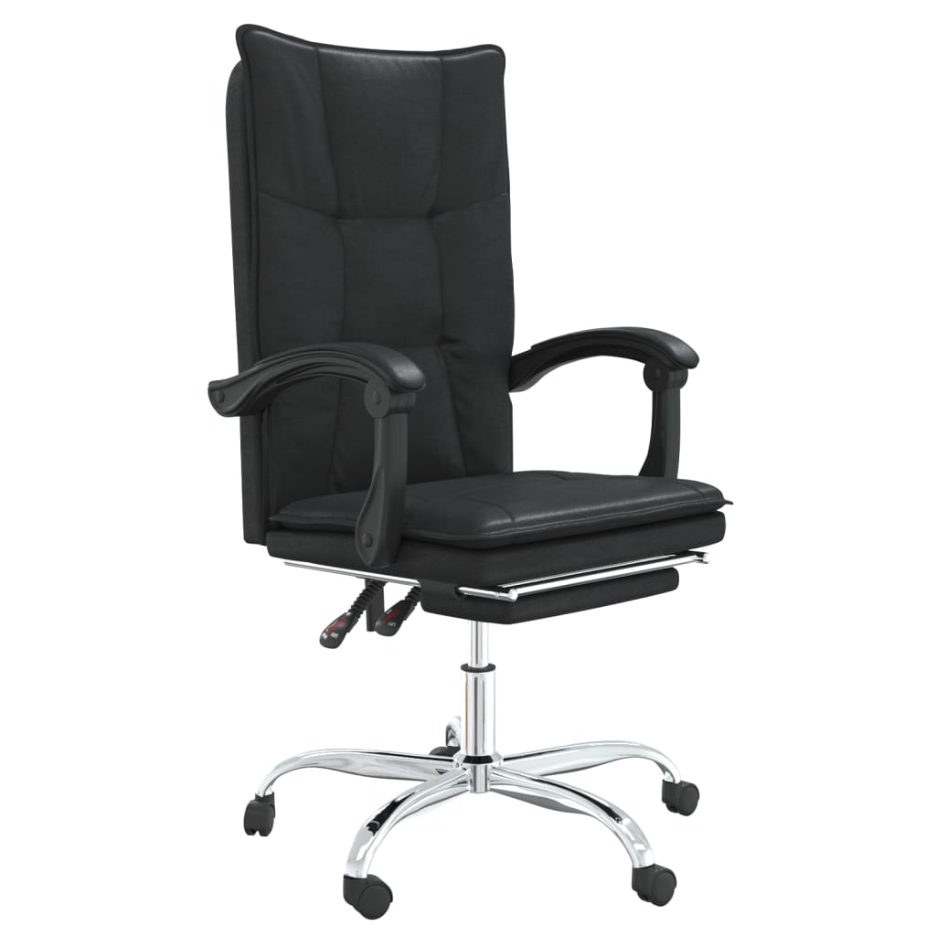 Reclining Office Chair Black Faux Leather, Metal, Plywood, Foam