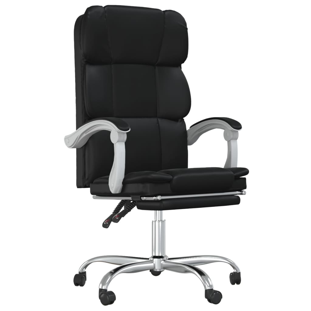Reclining Office Chair Black Faux leather, metal, plywood, foam
