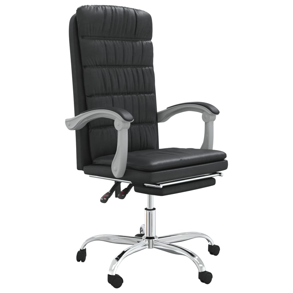 Reclining Office Chair Black Faux leather, metal, plywood