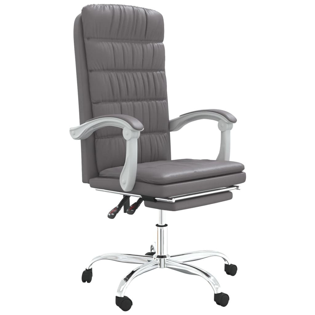 Reclining Office Chair Gray Faux leather, metal, plywood Medium