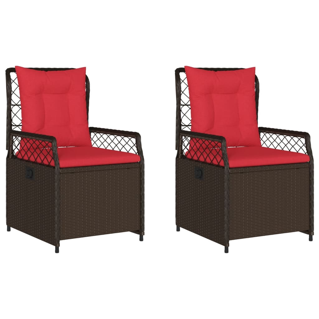 Reclining Patio Chair Brown PE Rattan, Powder-Coated Steel Medium