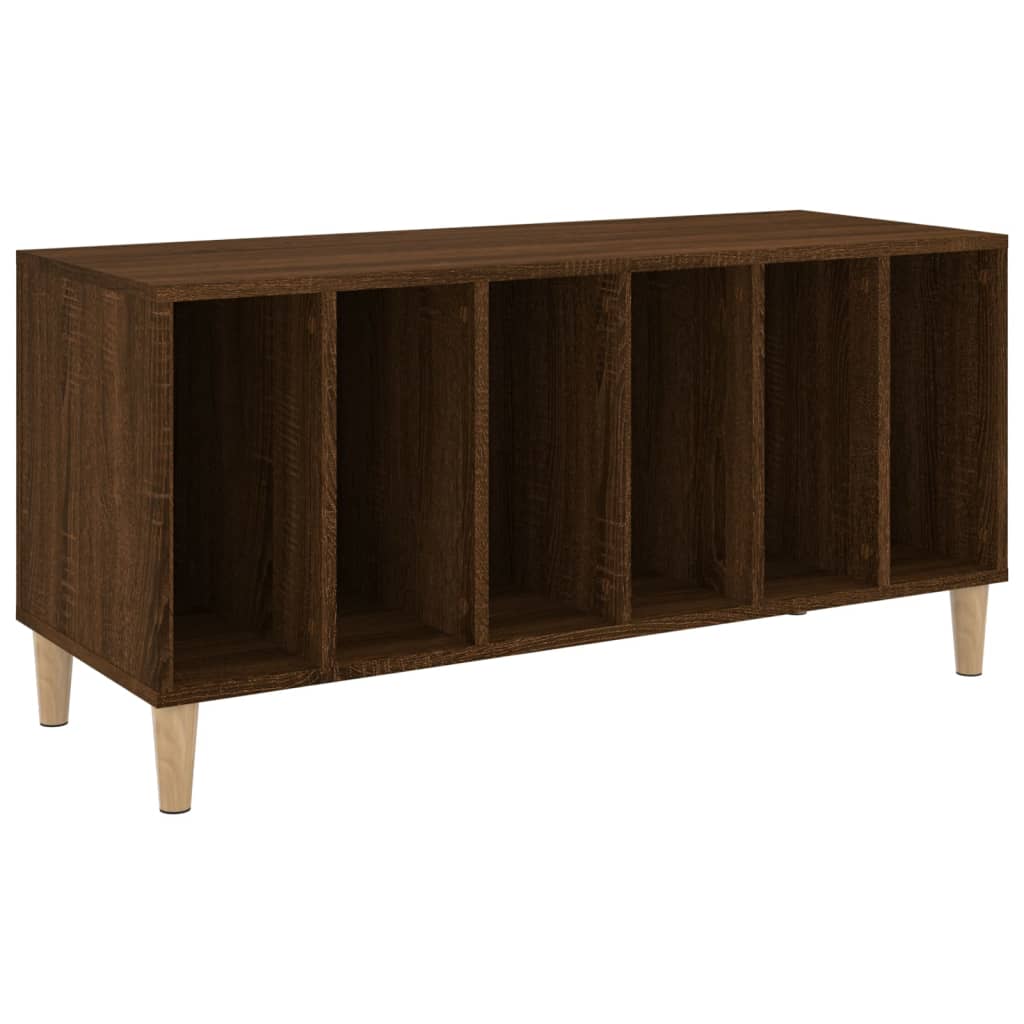 Record Cabinet Brown Oak Engineered Wood, Solid Eucalyptus Wood