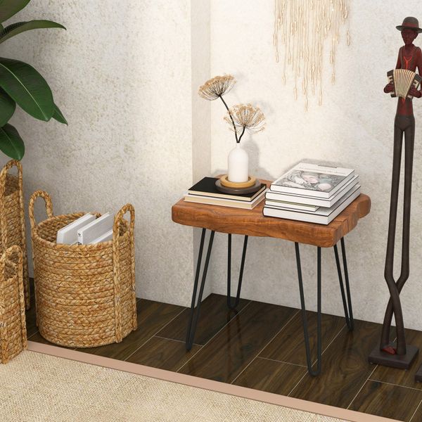 Rectangular reclaimed Indonesian teak end table