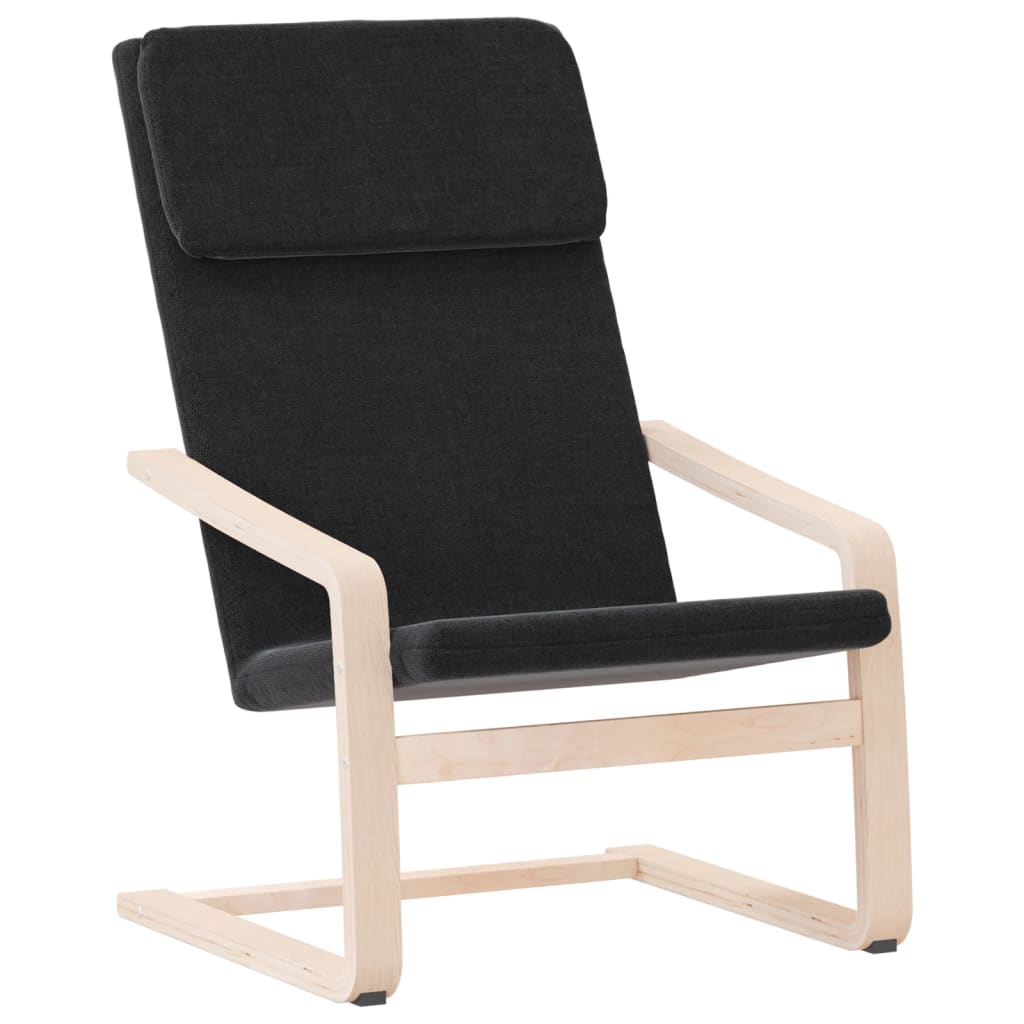 Relaxing Chair Black 100% polyester fabric, solid birch wood, plywood
