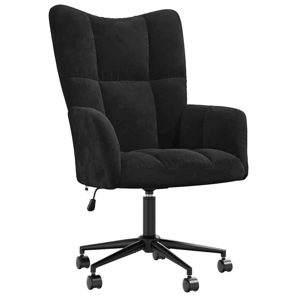 Relaxing Chair Black Velvet Height Adjustable