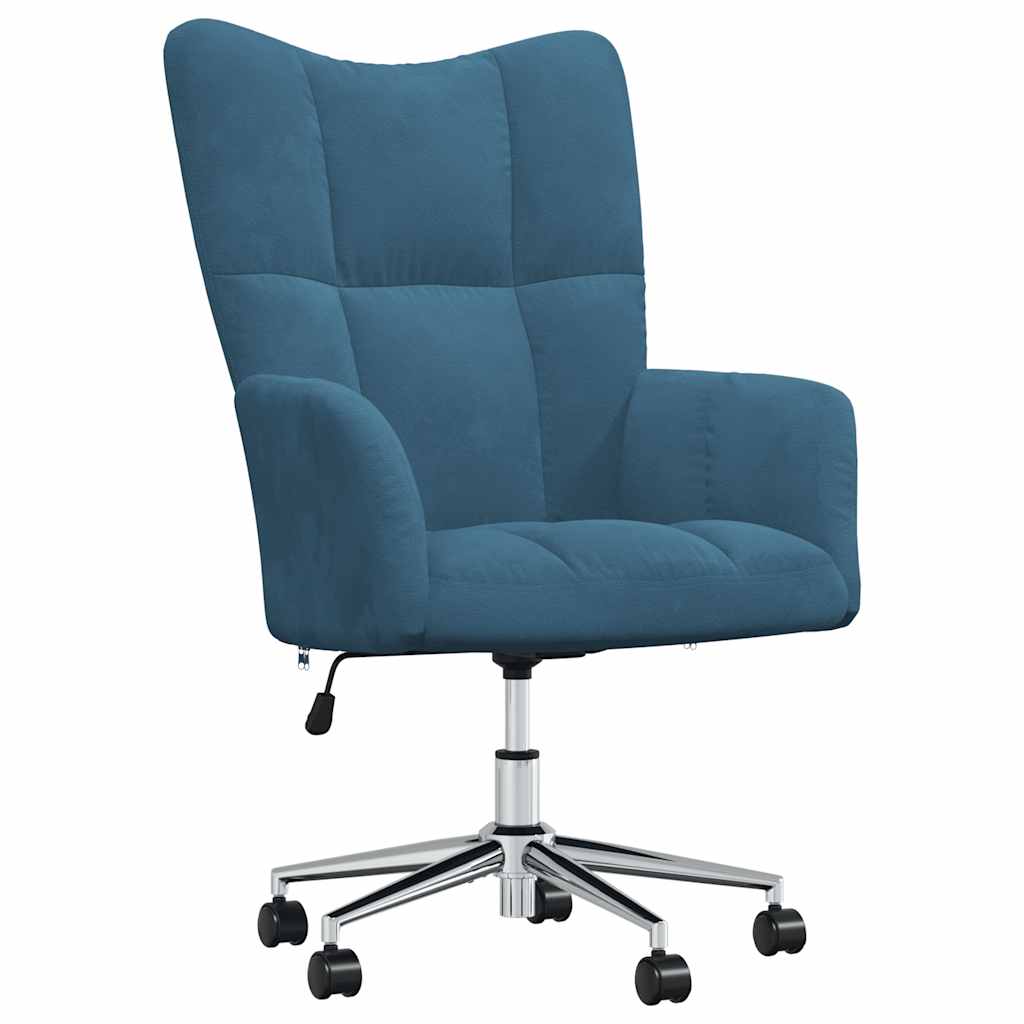Relaxing Chair Blue Velvet (100% polyester), steel Medium