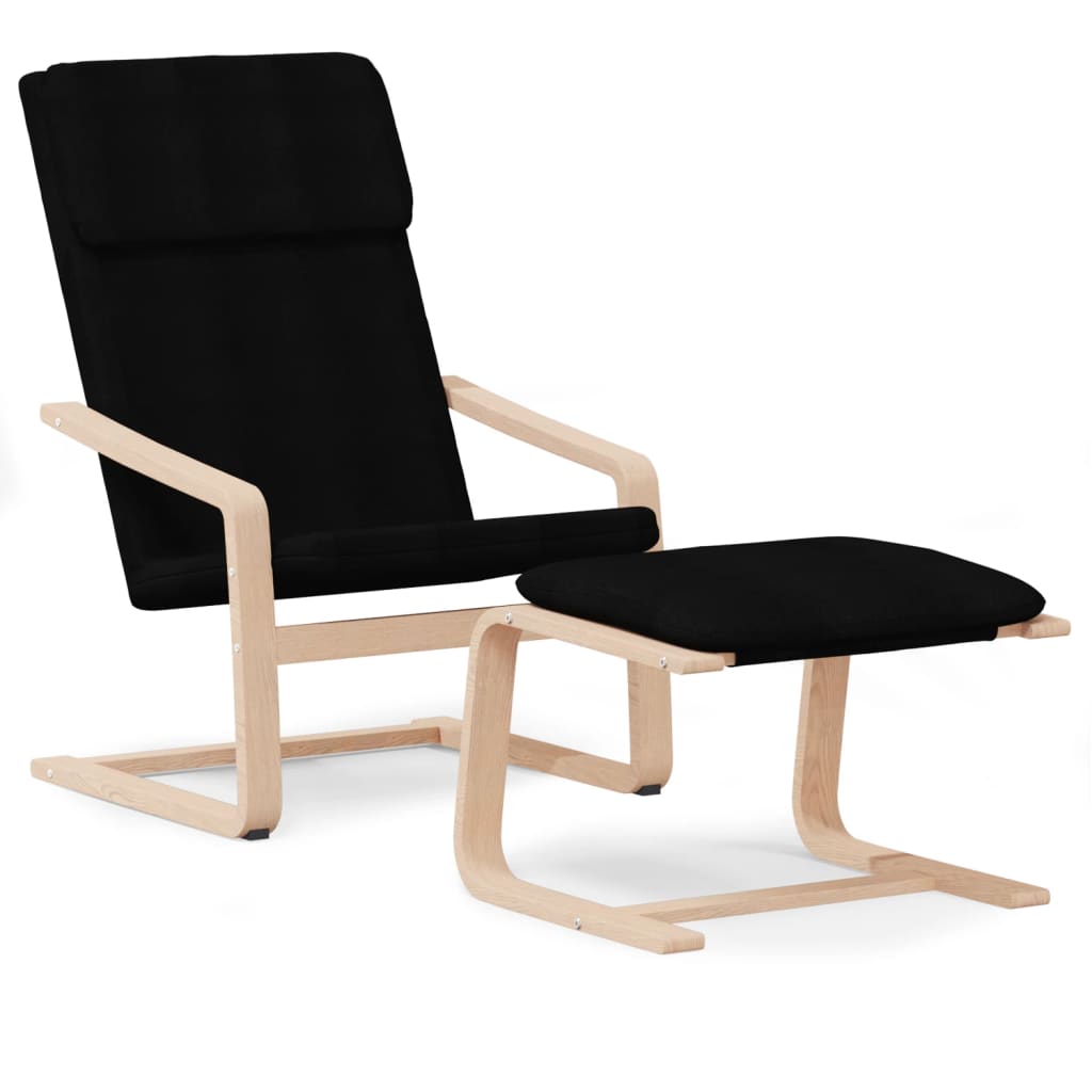 Relaxing Chair With Footstool Black