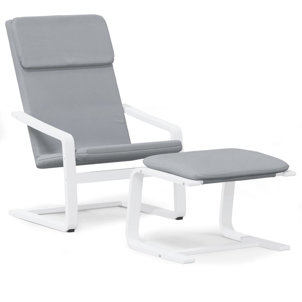 Relaxing Chair With Footstool Light Gray and White