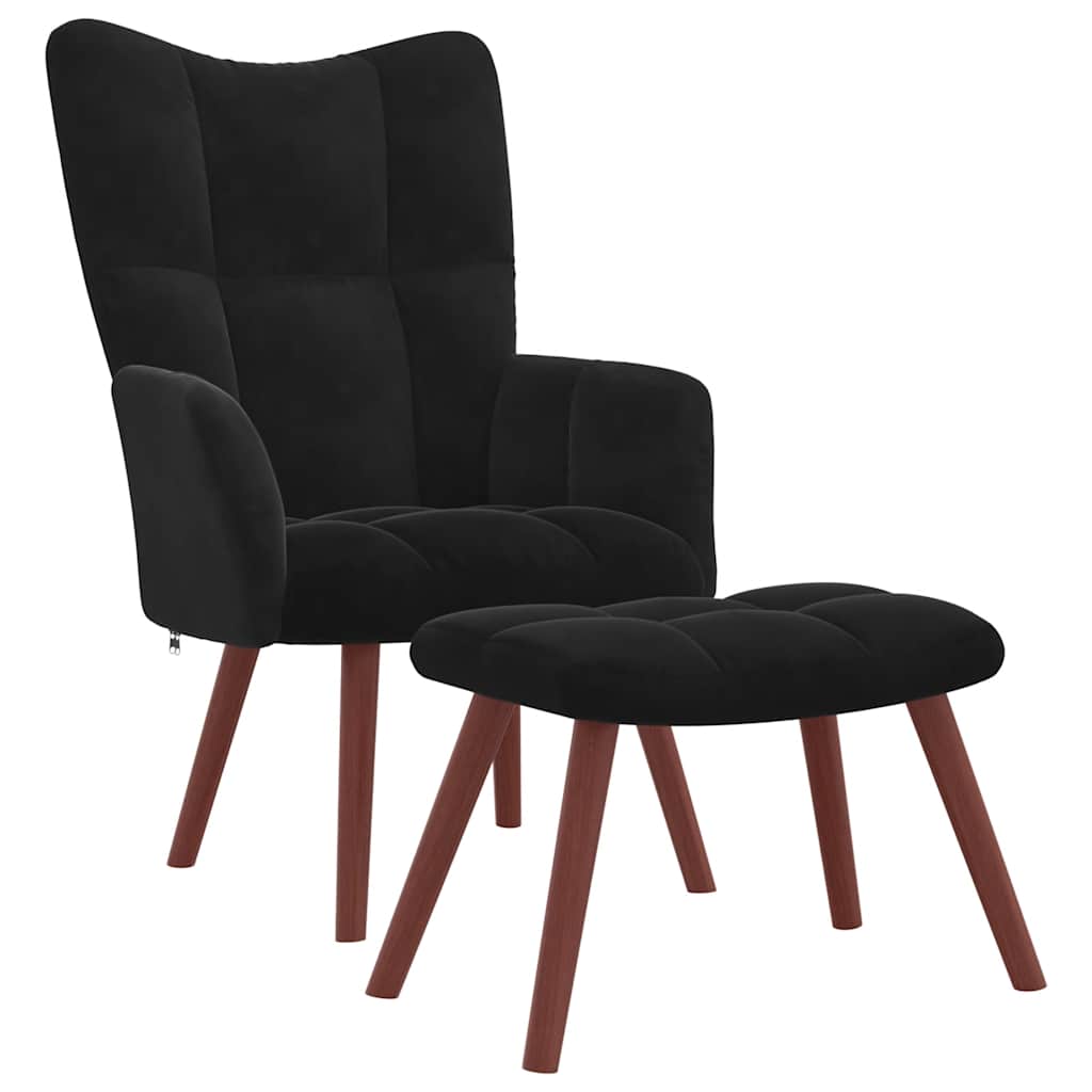 Relaxing Chair With Stool Black