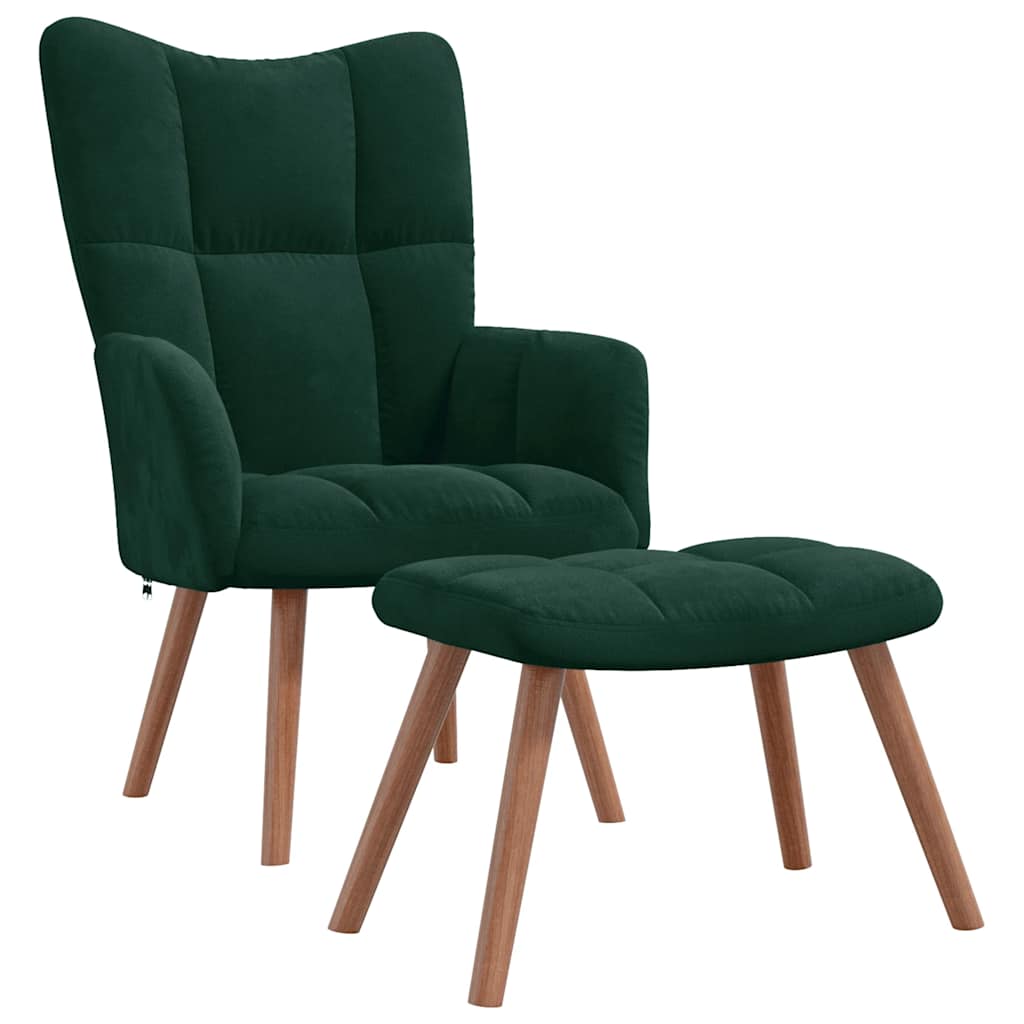 Relaxing Chair With Stool Dark Green