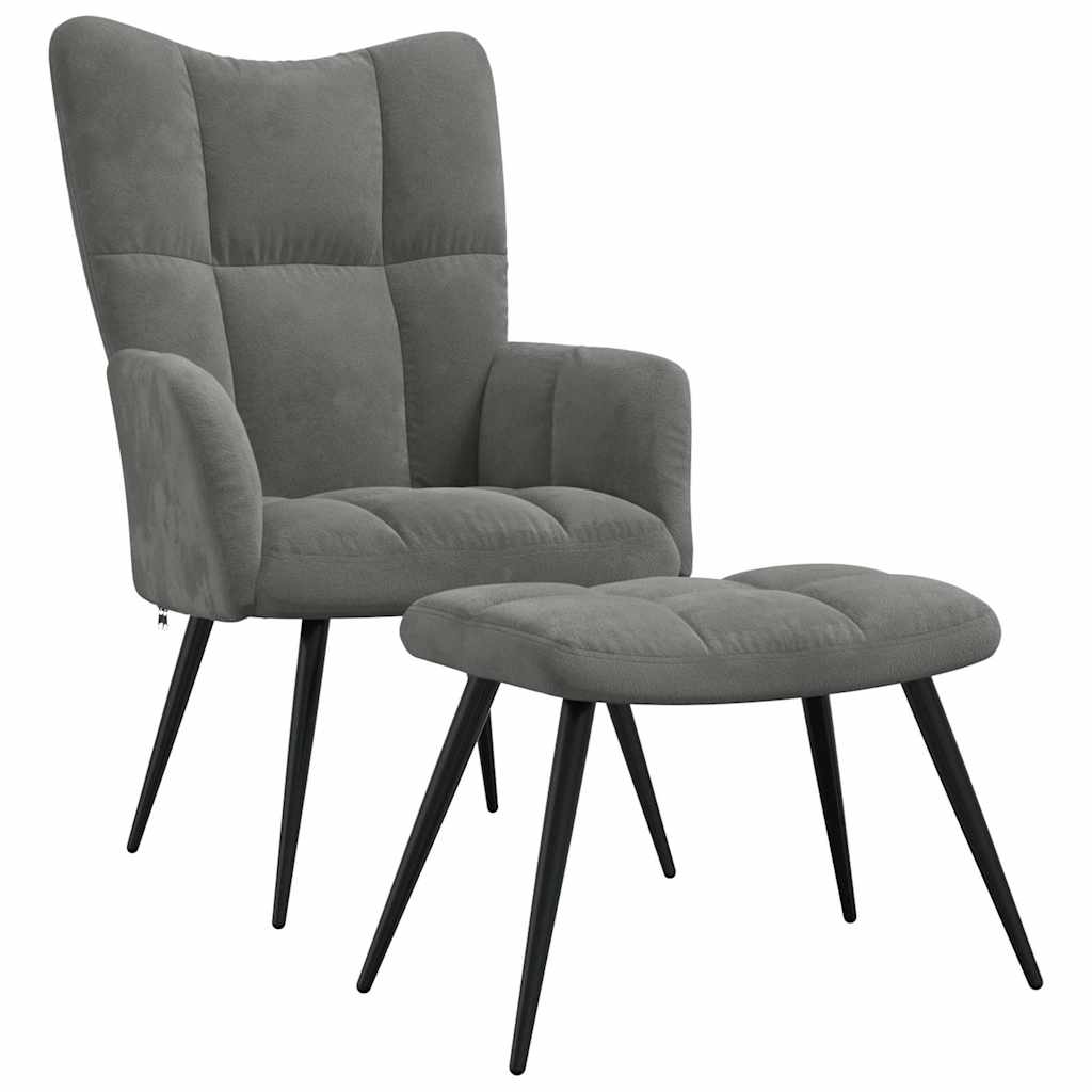 Relaxing Chair With Stool Dark Grey