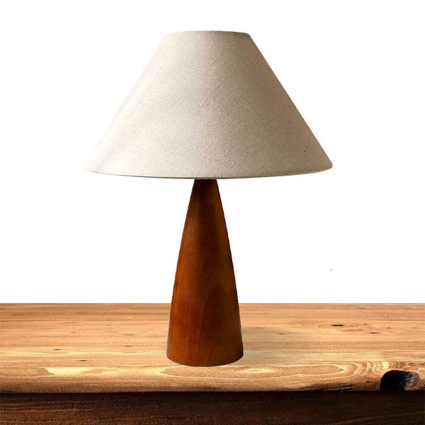 Retro wooden base table lamp for home or office ambiance lighting