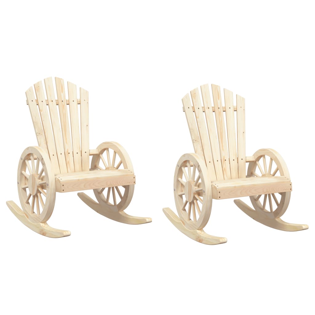 Rocking Adirondack Chair Set of 2 Wood Brown Solid Fir Wood