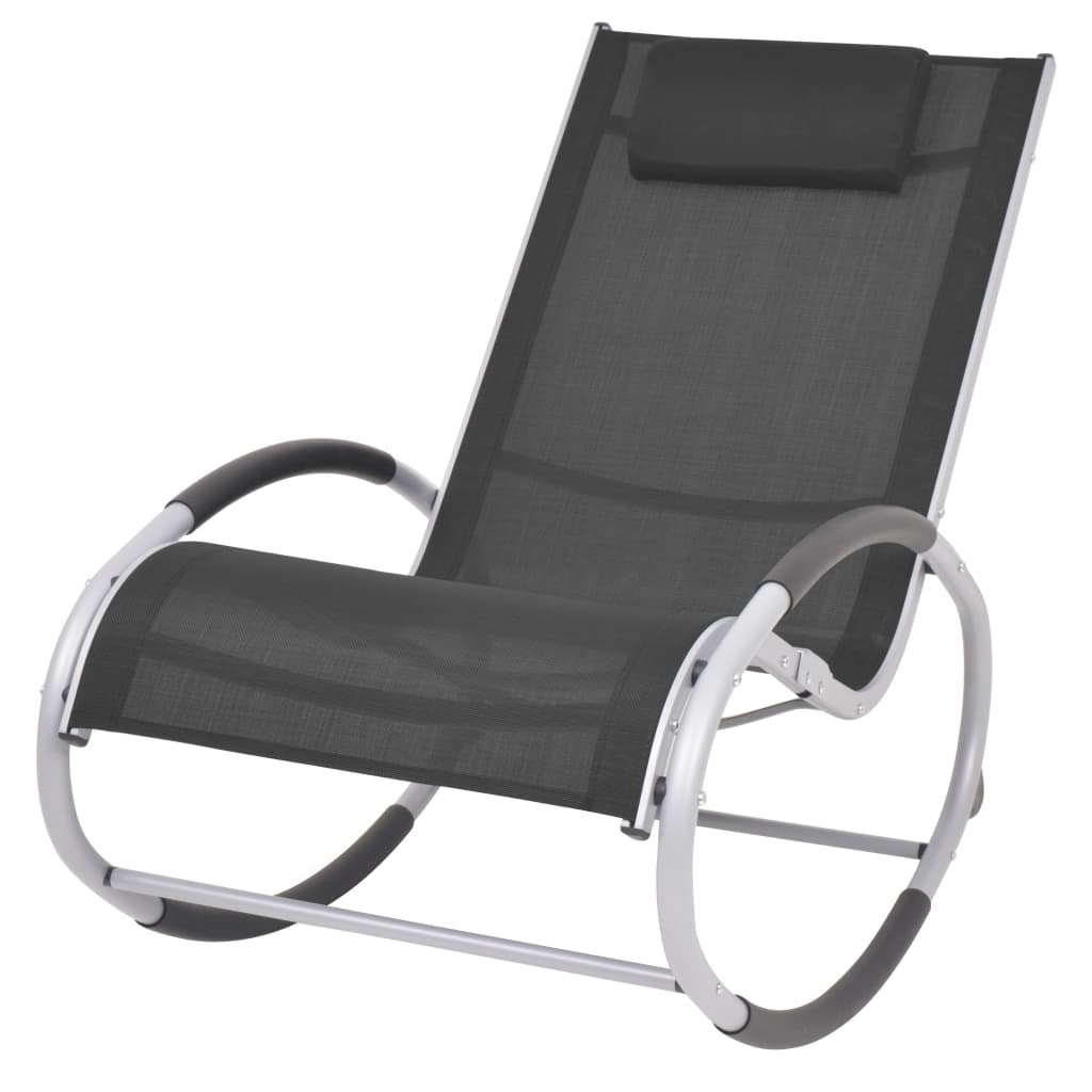 Rocking Chair Black and Grey Aluminum, Textilene, Iron Standard