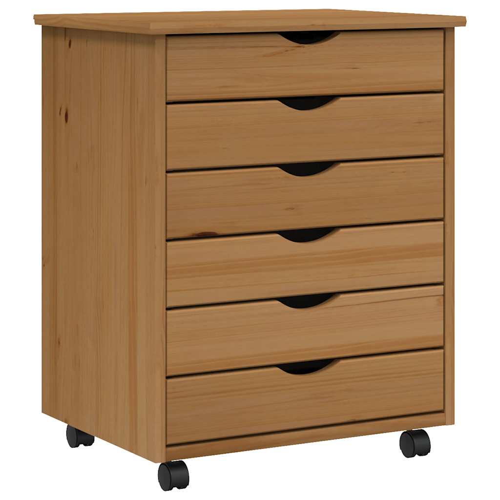 Rolling Cabinet Honey brown Solid pine wood Medium