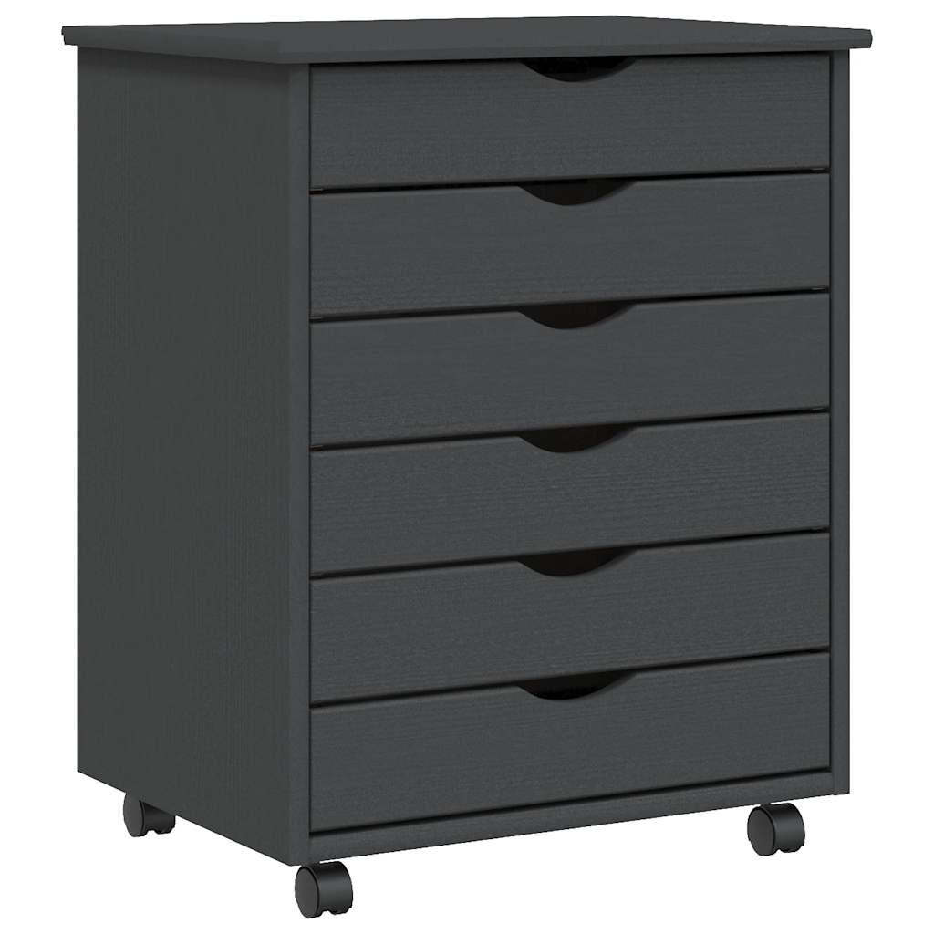 Rolling Cabinet Moss Grey Solid Pine Wood, Engineered Wood, Plastic