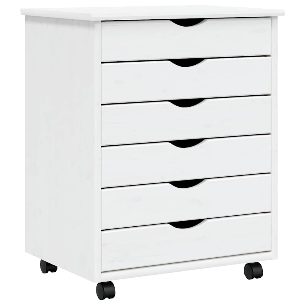 Rolling Cabinet MOSS White Solid pine wood, engineered wood, plastic