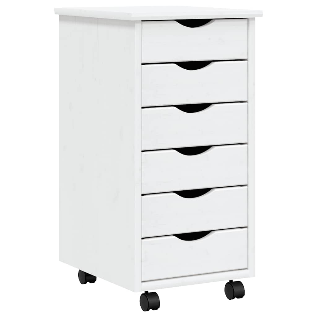 Rolling Cabinet White Solid pine wood, engineered wood, plastic