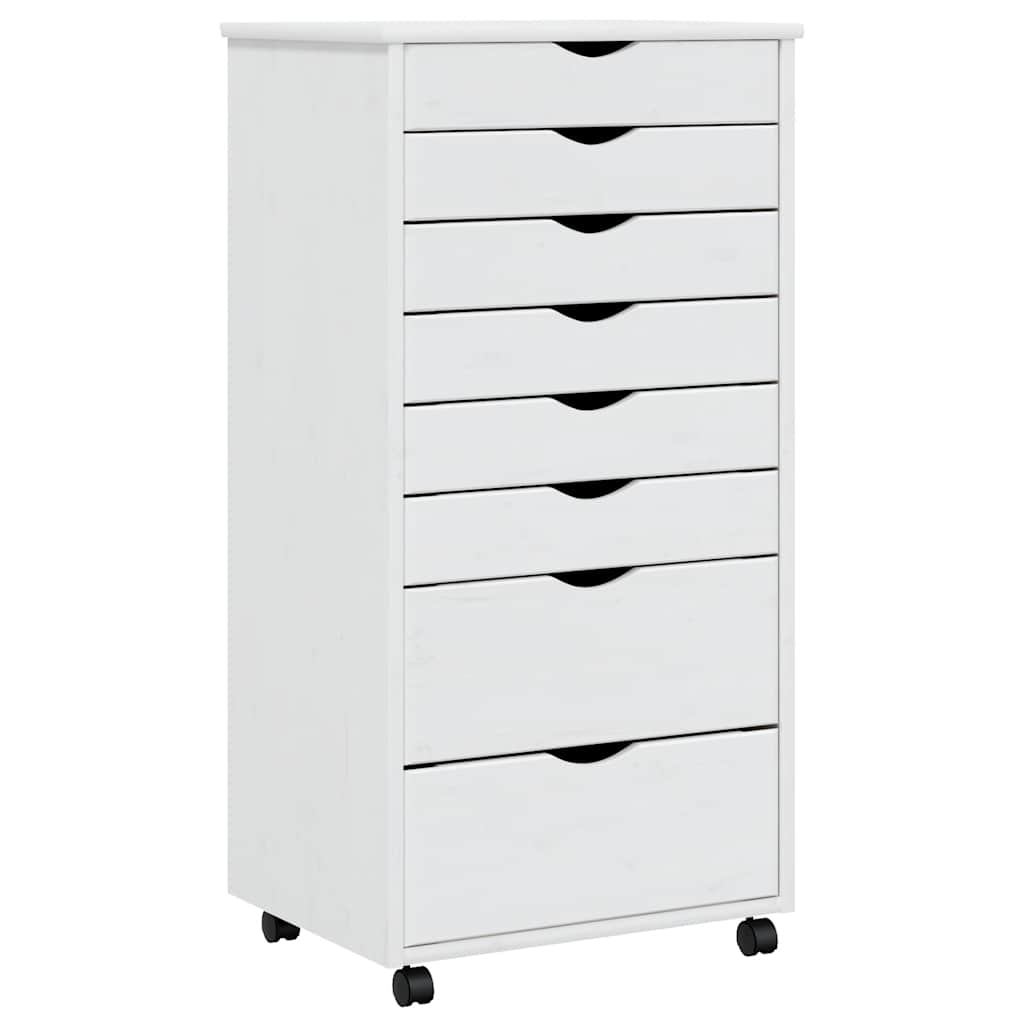 Rolling Cabinet White Solid pine wood, engineered wood, plastic