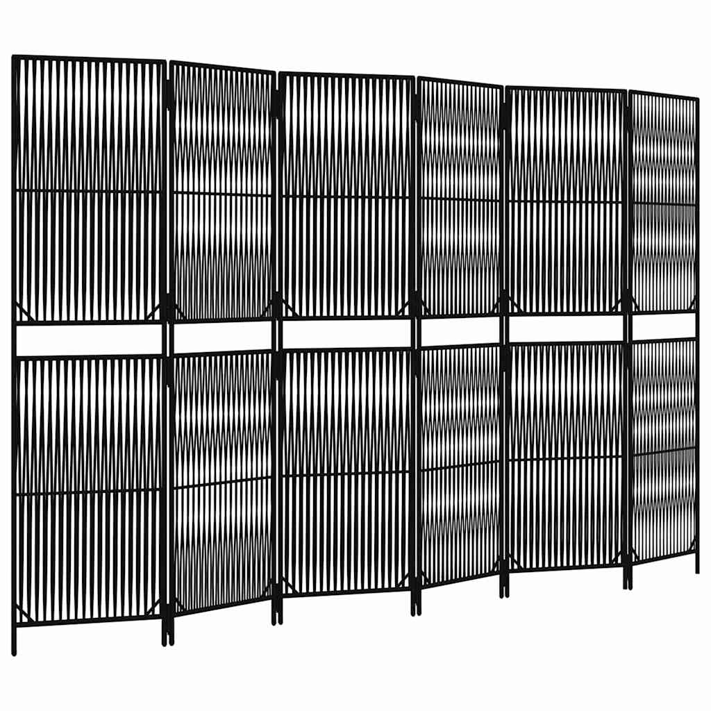 Room Divider 6 Panels Black Poly Rattan